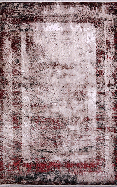 Alaina Burgundy Frame Machine Made Area Rug