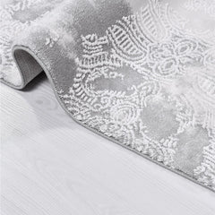 Modern Bamboo Area Rug – Grey Machine Made Rug With Soft Pile Carpet