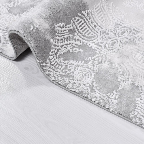 Modern Bamboo Area Rug – Grey Machine Made Rug With Soft Pile Carpet