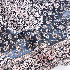 Chenille Area Rug – Washable Non Slip Navy Frame Kilim Rug with Classic Style