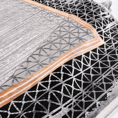 Viscose Area Rug – Machine Made Grey Frame Rug with Overlocked Edge Finish