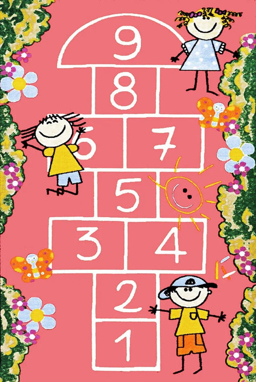 Kids Pink Rug - Digital Print Children's Carpet With Non Slip, Washable Soft Pile