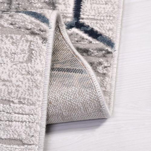 Grey Geometric Area Rug - Machine Made Rug With 10 Mm Pile, Acrylic Yarn