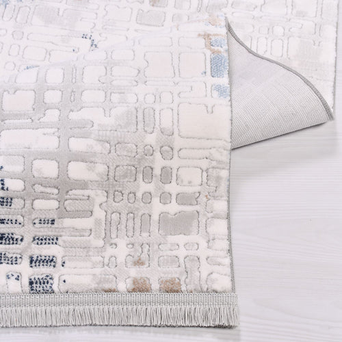 Modern Area Rug | Durable Acrylic Rug with Grey Cotton Weft & Overlocked Edge