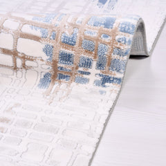 Modern Area Rug | Durable Acrylic Rug with Grey Cotton Weft & Overlocked Edge