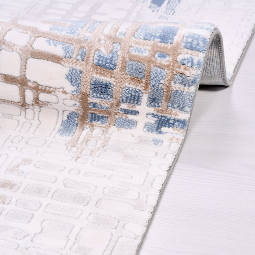 Modern Area Rug | Durable Acrylic Rug with Grey Cotton Weft & Overlocked Edge