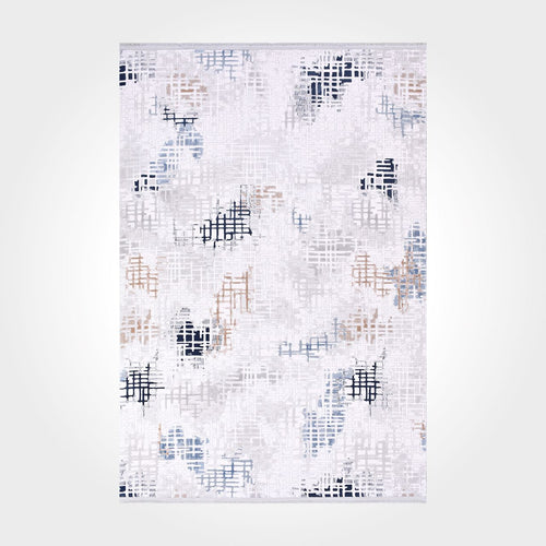 Modern Area Rug | Durable Acrylic Rug with Grey Cotton Weft & Overlocked Edge
