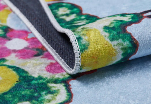 Kids Digital Print Rug – Blue Figured Children's Area Rug, Non Slip & Antibacterial