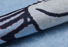 Kids Digital Print Rug – Blue Figured Children's Area Rug, Non Slip & Antibacterial