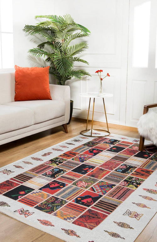Alberta Multy Patchwork Digital Print Area Rug
