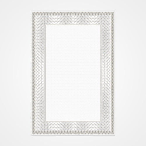 White Area Rug - Machine Made Polyester Rug With Framed Design & 6mm Pile Height