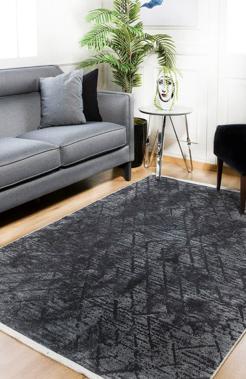 Anthracite Striped Area Rug – Digital Print Rug | Non Slip Carpet for Living Room