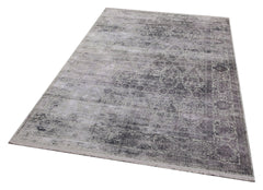 Vintage Area Rug – Overdyed Grey Machine Made Rug with Antislip Backing