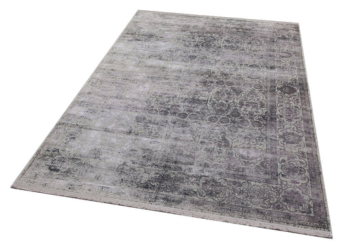 Vintage Area Rug – Overdyed Grey Machine Made Rug with Antislip Backing