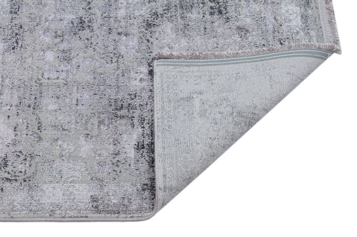 Vintage Area Rug – Overdyed Grey Machine Made Rug with Antislip Backing