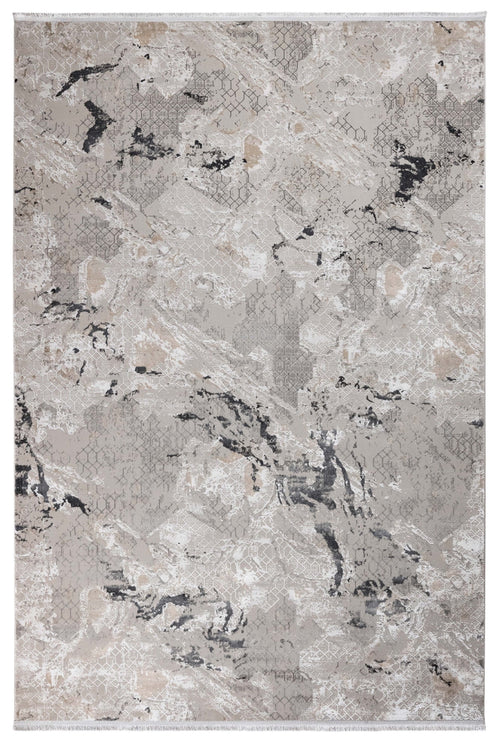 Grey Marble Area Rug – Machine Made Microfiber Rug with Antislip Cotton Base