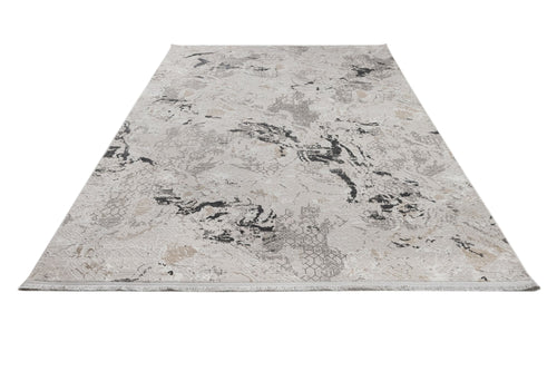 Grey Marble Area Rug – Machine Made Microfiber Rug with Antislip Cotton Base