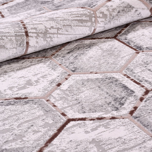 Grey Geometric Area Rug - Machine Made Rug with 10 mm Pile Height, Durable Acrylic Yarn