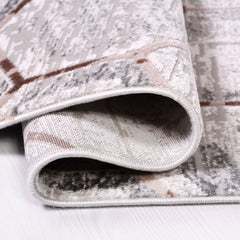 Grey Geometric Area Rug - Machine Made Rug with 10 mm Pile Height, Durable Acrylic Yarn