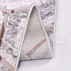 Grey Geometric Area Rug - Machine Made Rug with 10 mm Pile Height, Durable Acrylic Yarn