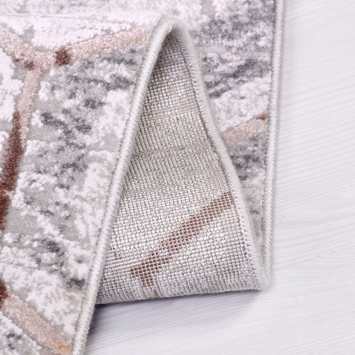 Grey Geometric Area Rug - Machine Made Rug with 10 mm Pile Height, Durable Acrylic Yarn