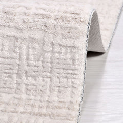 Modern Area Rug – Machine Made Cream Rug with Laser Cut Edges & Soft Pile