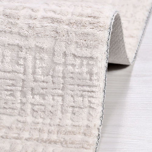 Modern Area Rug – Machine Made Cream Rug with Laser Cut Edges & Soft Pile