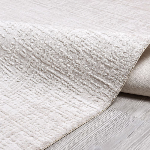 Modern Area Rug – Machine Made Cream Rug with Laser Cut Edges & Soft Pile