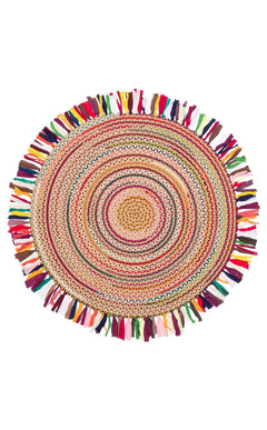 Alexandria Multy Geometric Jute Pattern Round Knit Rug