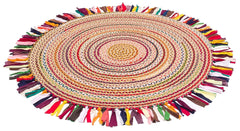 Alexandria Multy Geometric Jute Pattern Round Knit Rug