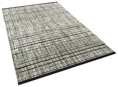Black Striped Area Rug – Machine Made Rug with Cotton Yarn for Living Room