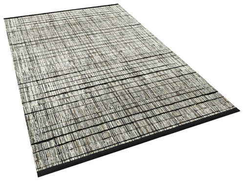 Black Striped Area Rug – Machine Made Rug with Cotton Yarn for Living Room