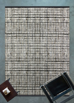 Black Striped Area Rug – Machine Made Rug with Cotton Yarn for Living Room