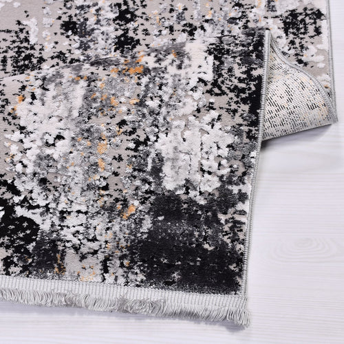 Modern Area Rug – Black Flatweave Machine Made Rug With Overlocked Edge