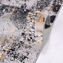 Modern Area Rug – Black Flatweave Machine Made Rug With Overlocked Edge