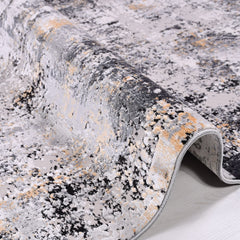 Modern Area Rug – Black Flatweave Machine Made Rug With Overlocked Edge