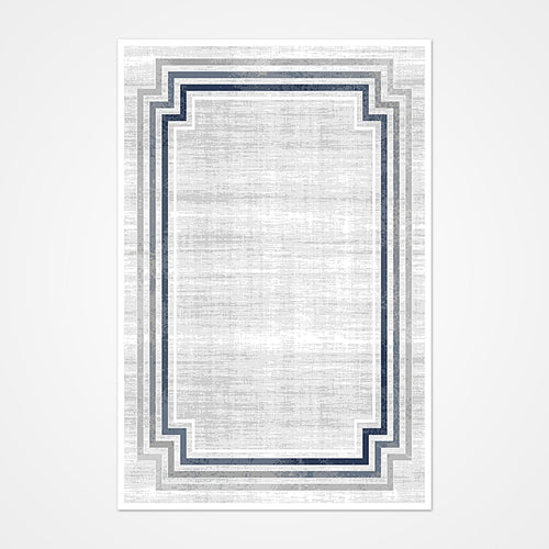 Machine Made Area Rug - Grey Frame Design Rug With 10mm Pile Height