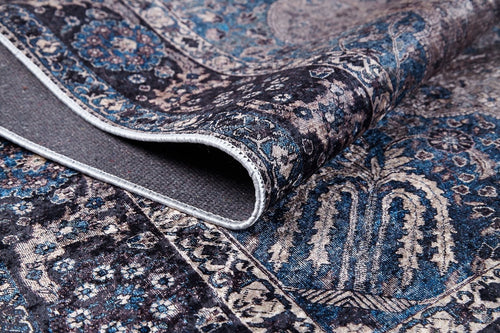 Navy Classic Area Rug – Digital Print Rug | Antibacterial, Non Slip, Washable Carpet