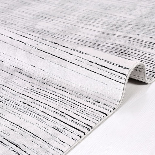 Aliyahe White Striped Machine Made Area Rug