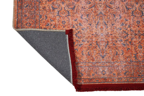 Vintage Area Rug – Alkmaar Orange Cotton Chenille Digital Print Carpet for Living Room