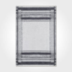 Chenille Cotton Area Rug - Washable Non Slip Grey Frame Rug With Polyester Yarn
