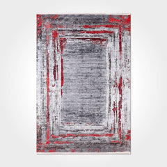 Grey Chenille Area Rug – Washable Non Slip Cotton Polyester Carpet With Frame