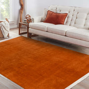 Natural Latex Area Rug - Modern Orange Non Slip 9 mm Pile Rug for Living Room