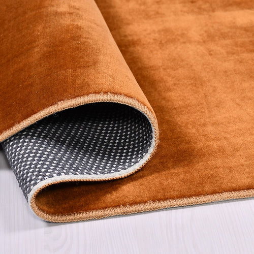 Natural Latex Area Rug - Modern Orange Non Slip 9 mm Pile Rug for Living Room