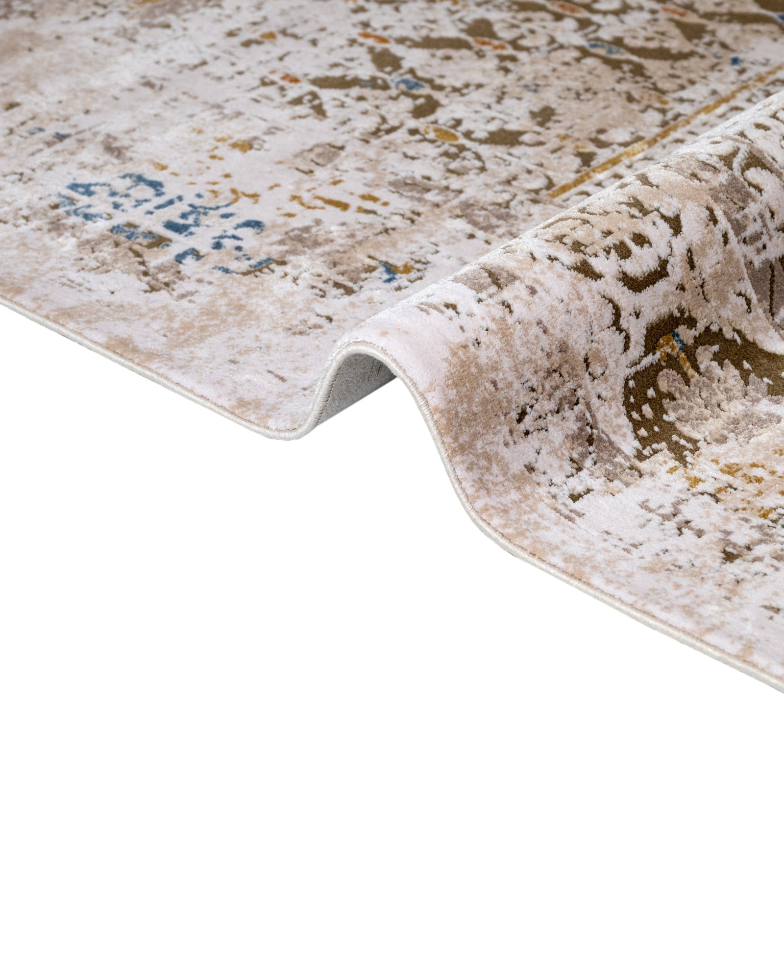 Vintage Viscose Area Rug – Brown Machine Made Rug with Fringed Edges for Living Room