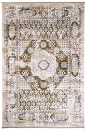 Vintage Viscose Area Rug – Brown Machine Made Rug with Fringed Edges for Living Room