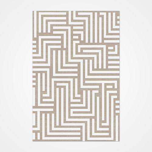 Geometric Area Rug - Machine Made Cream Rug with 10mm Pile, Durable Floor Covering