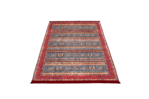 Digital Print Area Rug – Stylish Red Frame Cotton Chenille Washable Carpet