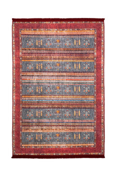 Digital Print Area Rug – Stylish Red Frame Cotton Chenille Washable Carpet