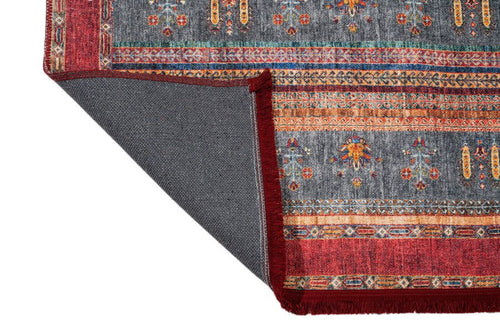 Digital Print Area Rug – Stylish Red Frame Cotton Chenille Washable Carpet